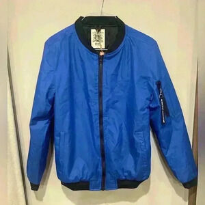 Bleu Grandeur bomber windbreaker jacket size large